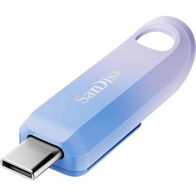 USB-Stick von SanDisk in Blau mit USB-C-Anschluss, geeignet für Datenspeicherung und -übertragung.