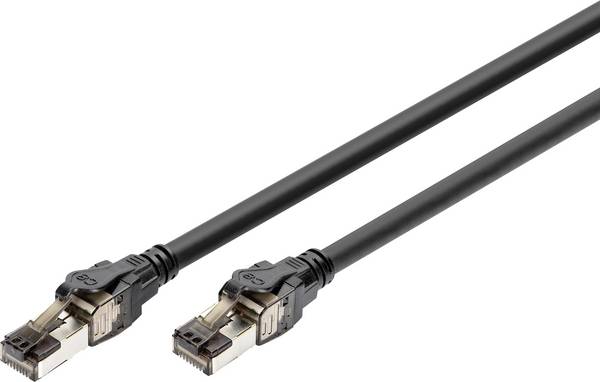 Digitus DK-1843-020 RJ45 Patchkabel CAT 8.1 S/FTP 2 m Schwarz Farbcodiert, Geschirmt, mehrdrähtig, mit Knickschutztülle 1 St.