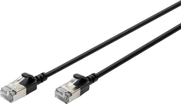 Digitus DK-1632-A-005S-BL RJ45 Patchkabel CAT 6a F/FTP 0.5 m Schwarz Farbcodiert, Geschirmt, mehrdrähtig, mit Knickschutztülle 1 St.