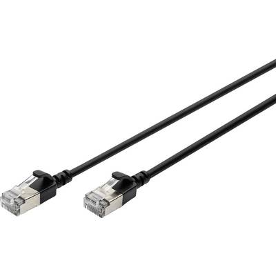 Zwei schwarze Ethernet-Kabel mit metallenen Anschlüssen, nebeneinander liegend auf weißem Hintergrund, für Netzwerkverbindungen.