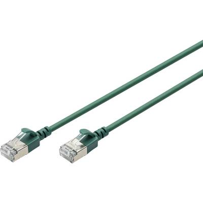 Grünes Ethernet-Kabel mit zwei RJ-45-Steckern an den Enden, verwendet für Netzwerkverbindungen.
