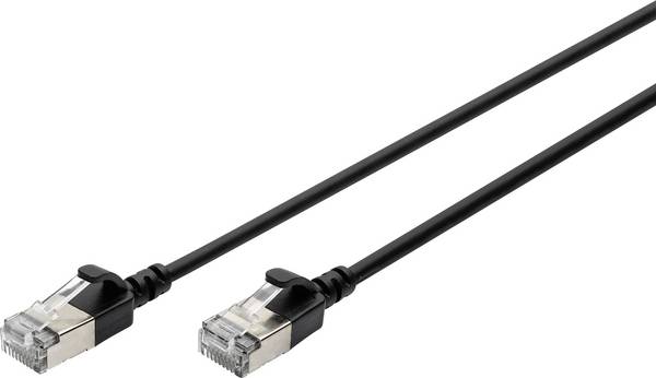 Digitus DK-1632-A-010S-BL RJ45 Patchkabel CAT 6a F/FTP 1 m Schwarz Farbcodiert, Geschirmt, mehrdrähtig, mit Knickschutztülle 1 St.