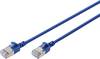 Digitus DK-1632-A-015S-B RJ45 Patchkabel CAT 6a F/FTP 1.5 m Blau Farbcodiert, Geschirmt, mehrdrähtig, mit Knickschutztülle 1 St.