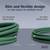 Zwei Patchkabel: links '3 m Standard' (Ø5,7 mm), rechts '3 m Slim Design' (Ø3,8 mm). Text: 'Slim and flexible design'.