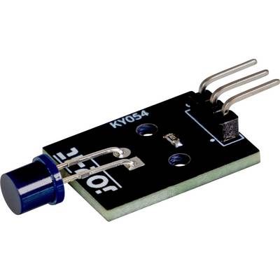 Sensormodul mit blauer LED, Bezeichnung 'KY-054'. Drei Metallstifte ragen heraus, zur Verwendung in elektronischen Projekten.