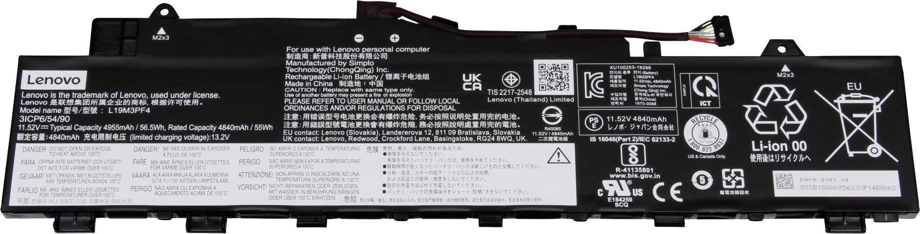 Lenovo Notebook-Akku Akku 5B10W86939 11.52 V 4955 mAh Lenovo