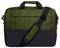 Grüne und schwarze Laptoptasche mit verstellbarem Schultergurt und Griffen. Ein Reißverschlussfach an der Vorderseite.