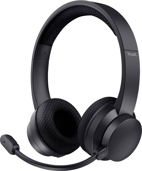 Trust AYDA WIRELESS ENC HEADSET On Ear Headset Bluetooth® Schwarz Mikrofon-Rauschunterdrückung Headset, Lautstärkeregelung, Mikrofon-Stummschaltung, Stirnband Computer