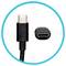 USB-C-Stecker mit Kabel und USB-C-Anschluss, hervorgehoben durch einen blauen Kreis.