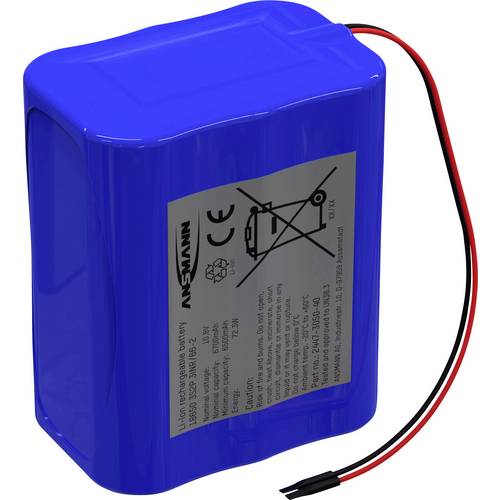 Ansmann 3S2P Akkupack 6x 18650 Kabel Li-Ion 10.8V 6700mAh Akkupack 6x Li-Ion 10.8 V 6700 mAh