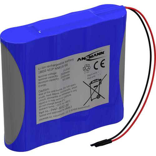 Thumbnail - Ansmann 4S1P Akkupack 4x 18650 Kabel Li-Ion 14.5V 3500mAh Akkupack 4x Li-Ion 14.5 V 3500 mAh