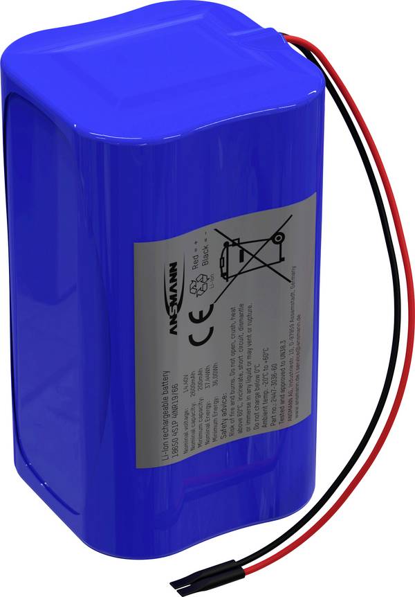 Ansmann 4S1P Akkupack 4x 18650 Kabel Li-Ion 14.4V 2600mAh Block Akkupack 4x   Li-Ion 14.4 V 2600 mAh