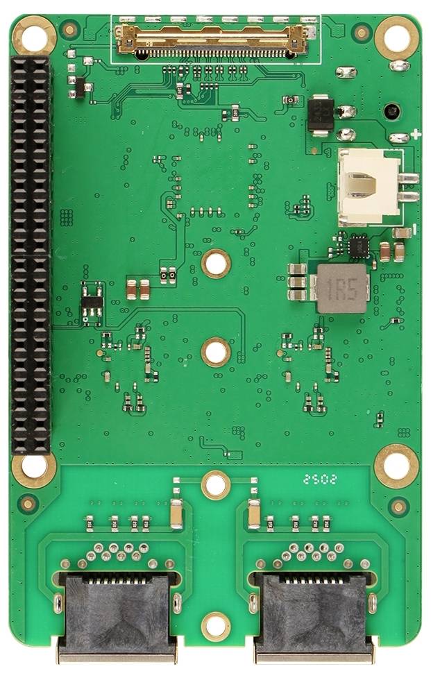Platine mit elektronischen Bauteilen und Anschlüssen, verwendet für den Aufbau eines computergestützten Systems oder einer Hardwareanwendung.