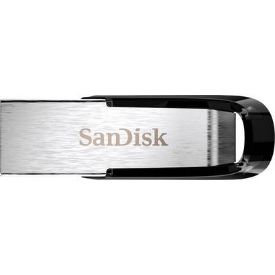 Ein silberner USB-Stick mit der Aufschrift 'SanDisk'. Das Design ist schlank und modern.