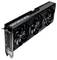 Grafikkarte GeForce RTX mit drei Lüftern, schwarzem Gehäuse und mehreren Anschlussmöglichkeiten, seitliche Ansicht.