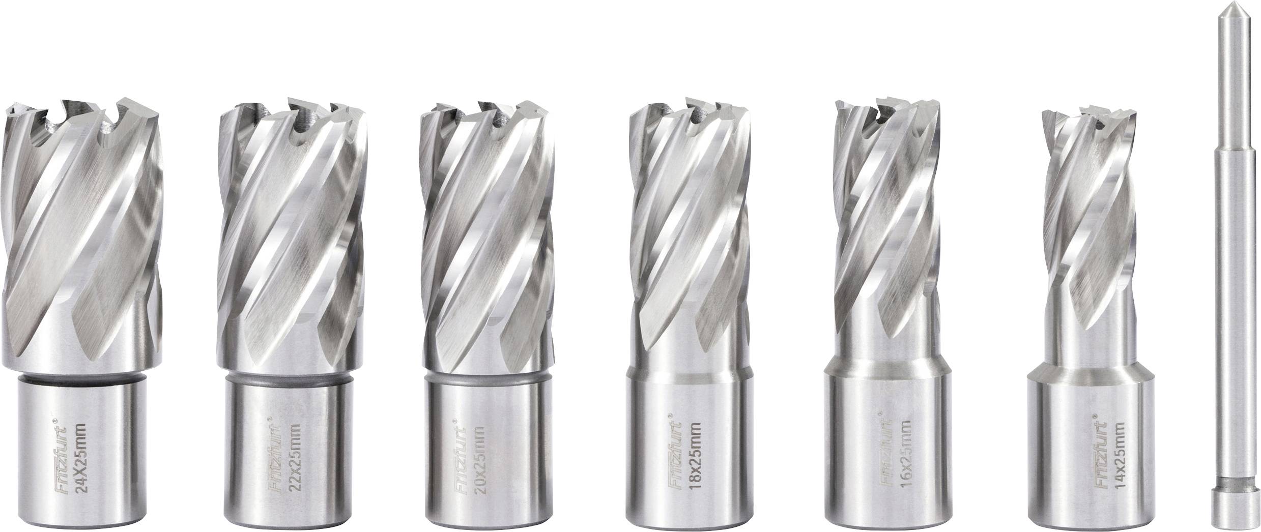 FRITZFURT 3121-1017 Kernlochbohrer-Set 7teilig 14 mm, 16 mm, 18 mm, 20 mm, 22 mm, 24 mm zähhart 1 Set-0