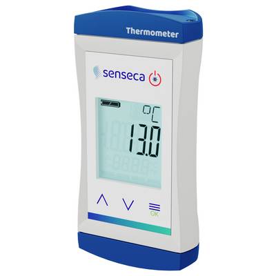 Digitalthermometer zeigt '13,0 °C' auf dem Bildschirm an. Oben steht 'Thermometer' und die Marke 'Senseca' ist sichtbar.