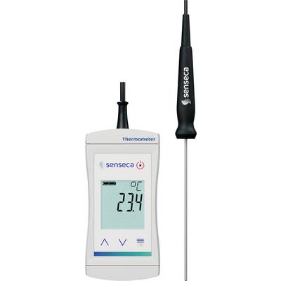 Digitales Thermometer mit der Anzeige '23,4°C', große Ziffern und angeschlossenem Messfühler.