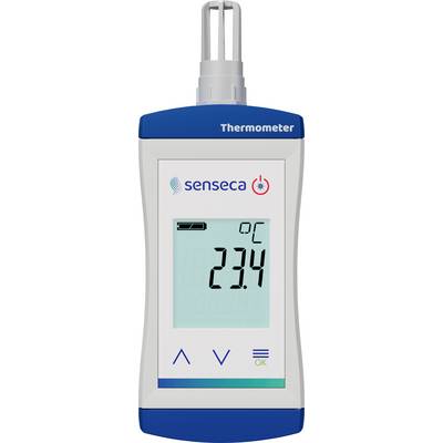 Handthermometer mit digitalem Display zeigt 23,4 Grad Celsius an.
