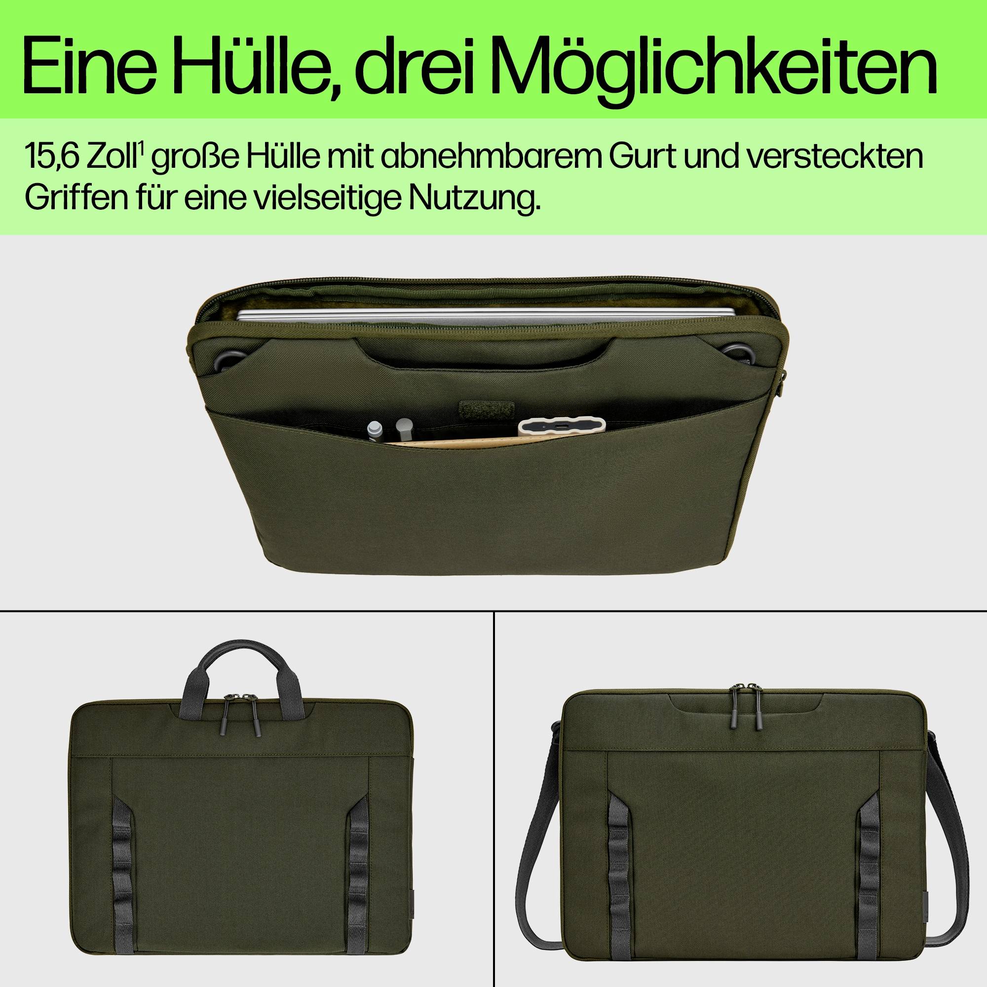 HP Notebook Hülle 9J4C3AA Passend für maximal: 39,6 cm (15,6") Grün, Grau-6
