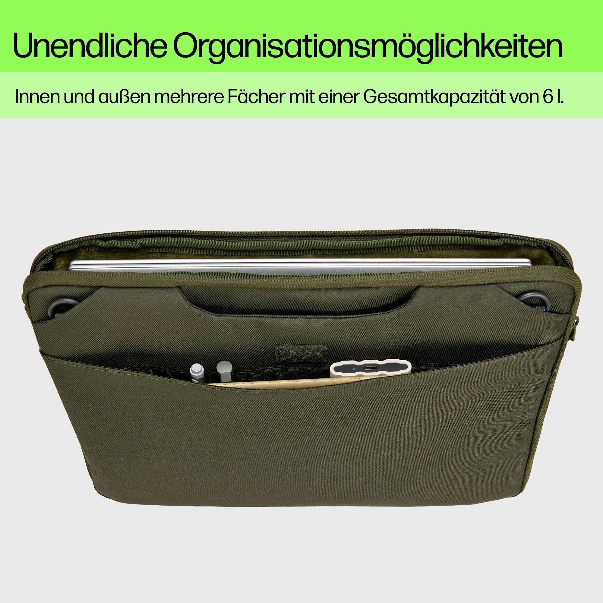 HP Notebook Hülle 9J4C3AA Passend für maximal: 39,6 cm (15,6") Grün, Grau-7