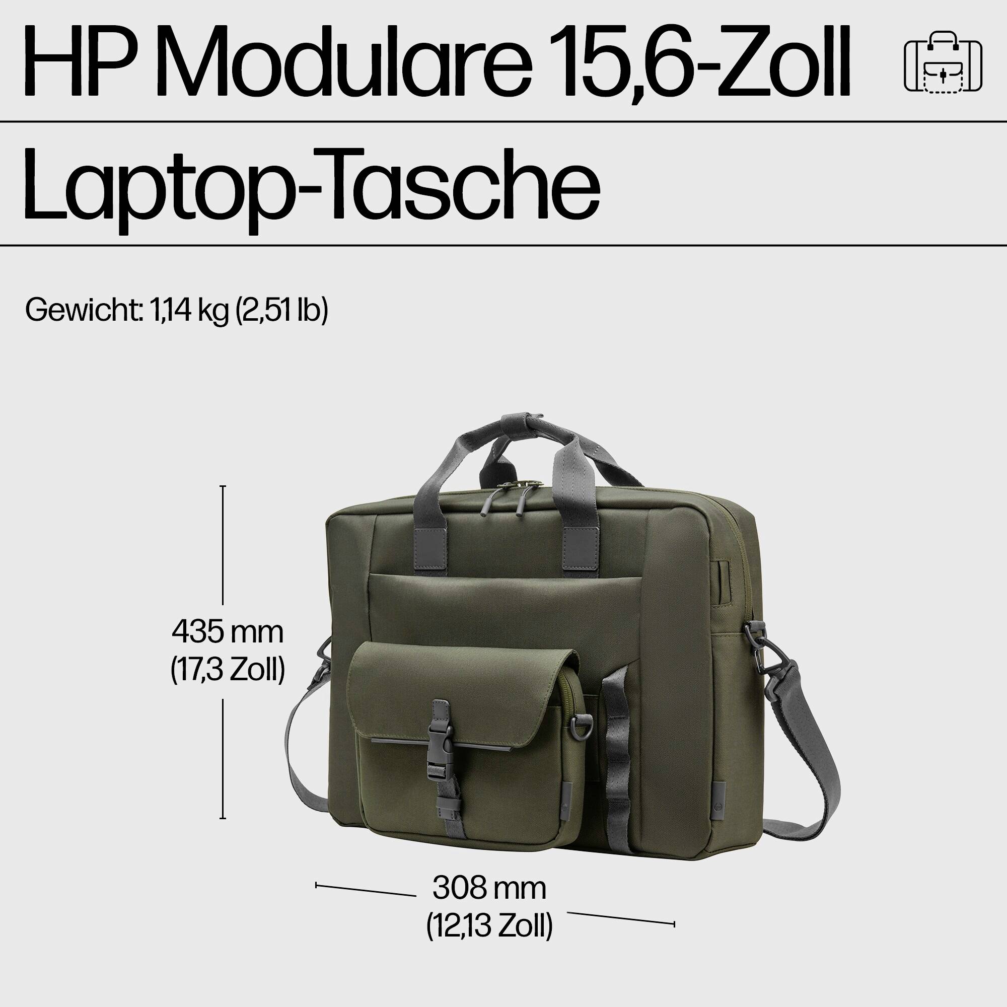 HP Notebook Tasche 9J4C2AA Passend für maximal: 39,6 cm (15,6") Grün, Grau-3