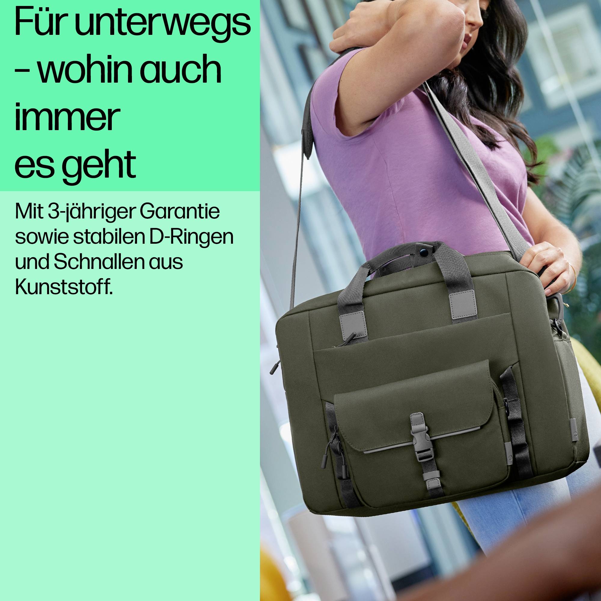 HP Notebook Tasche 9J4C2AA Passend für maximal: 39,6 cm (15,6") Grün, Grau-5