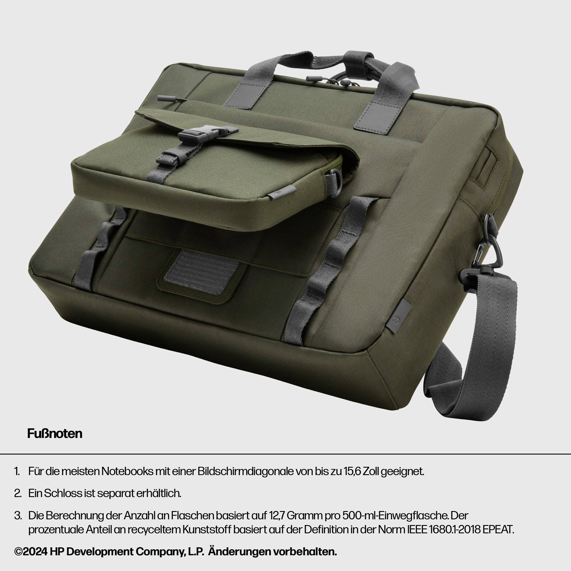 HP Notebook Tasche 9J4C2AA Passend für maximal: 39,6 cm (15,6") Grün, Grau-6