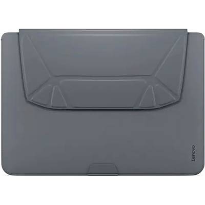 Eine graue Laptop-Schutzhülle von Lenovo, geschlossen und ohne sichtbare Details oder Markenkennzeichnungen außer dem Lenovo-Logo.