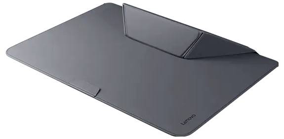 Schwarze Laptop-Hülle von Lenovo in dreieckiger Form für sicheren Halt und Schutz eines Laptops. Ideal für stilvolle Aufbewahrung.