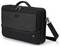 Schwarze Laptop-Tasche mit Tragegriff und abnehmbaren Schulterriemen, passend für 15-Zoll-Laptops, mit Reißverschlusstaschen.