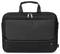 Eine schwarze Business-Tasche mit zwei Griffen und einem Reißverschluss, geeignet für den Transport von Laptops oder Dokumenten.