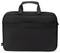 Eine schwarze Laptoptasche mit zwei Griffen und einem Reißverschluss, geeignet für den Transport eines Laptops und Zubehörs.