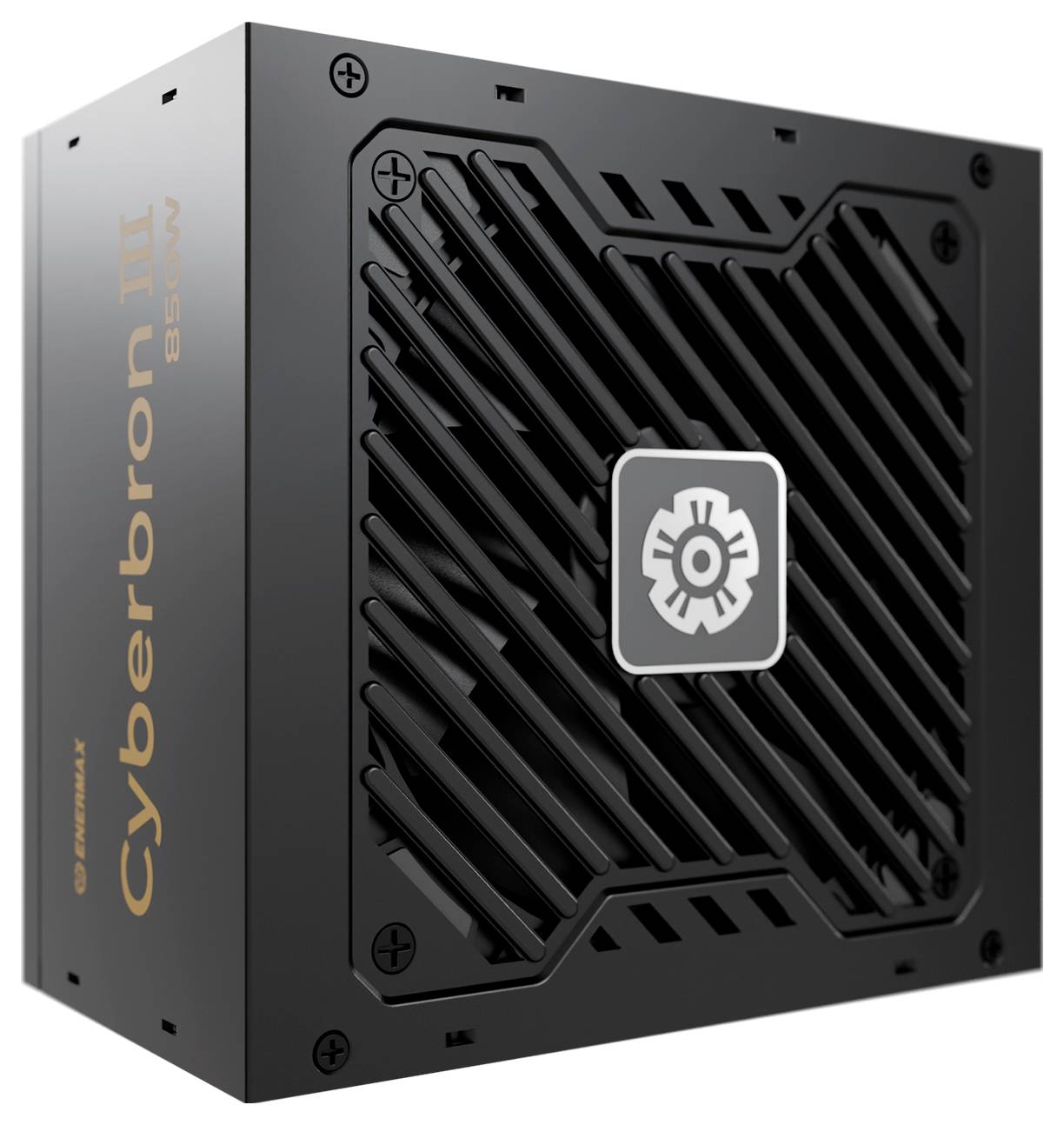 'Cyberbron III B5-500W' Netzteil mit schwarzem Lüftungsgitter und Logo in der Mitte, entwickelt für Desktop-Computersysteme.