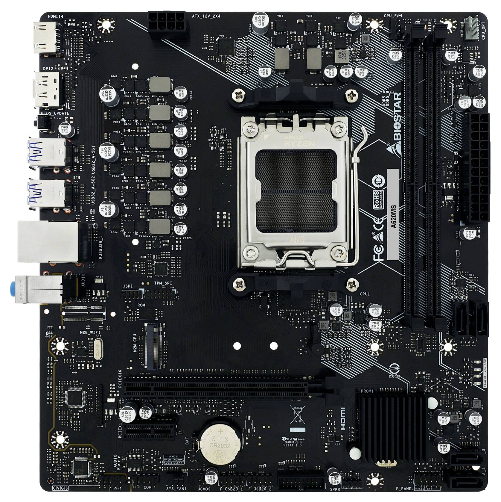 BioStar A620MS Mainboard Sockel (PC) AMD® AM5 Formfaktor (Details) Micro-ATX Mainboard-Chipsatz AMD® A620-1
