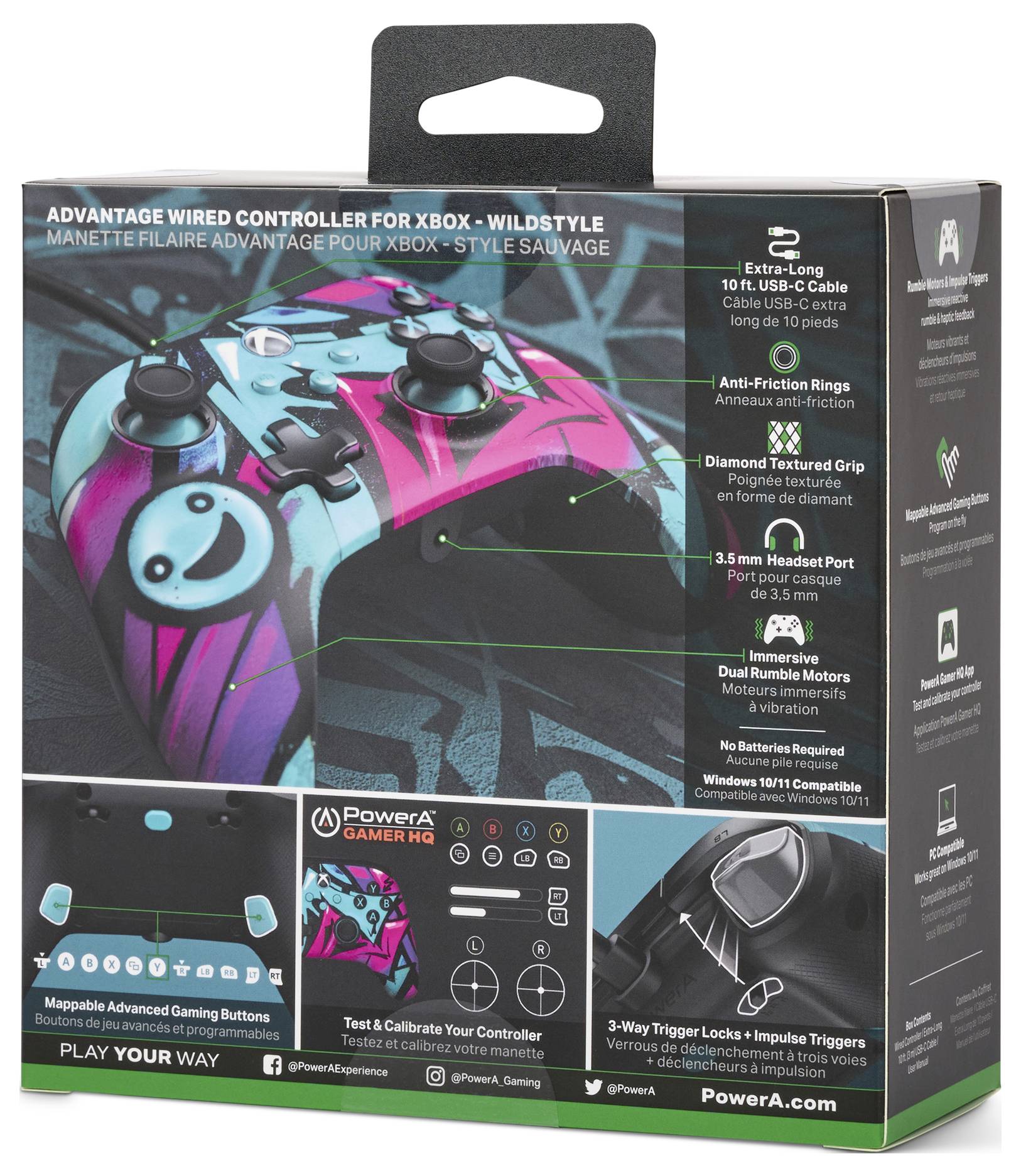 Xbox-Controller 'Advantage Wired' in Wildstyle-Design, inklusive USB-C-Kabel, Anti-Reibungsringe und programmierbaren Knöpfen.