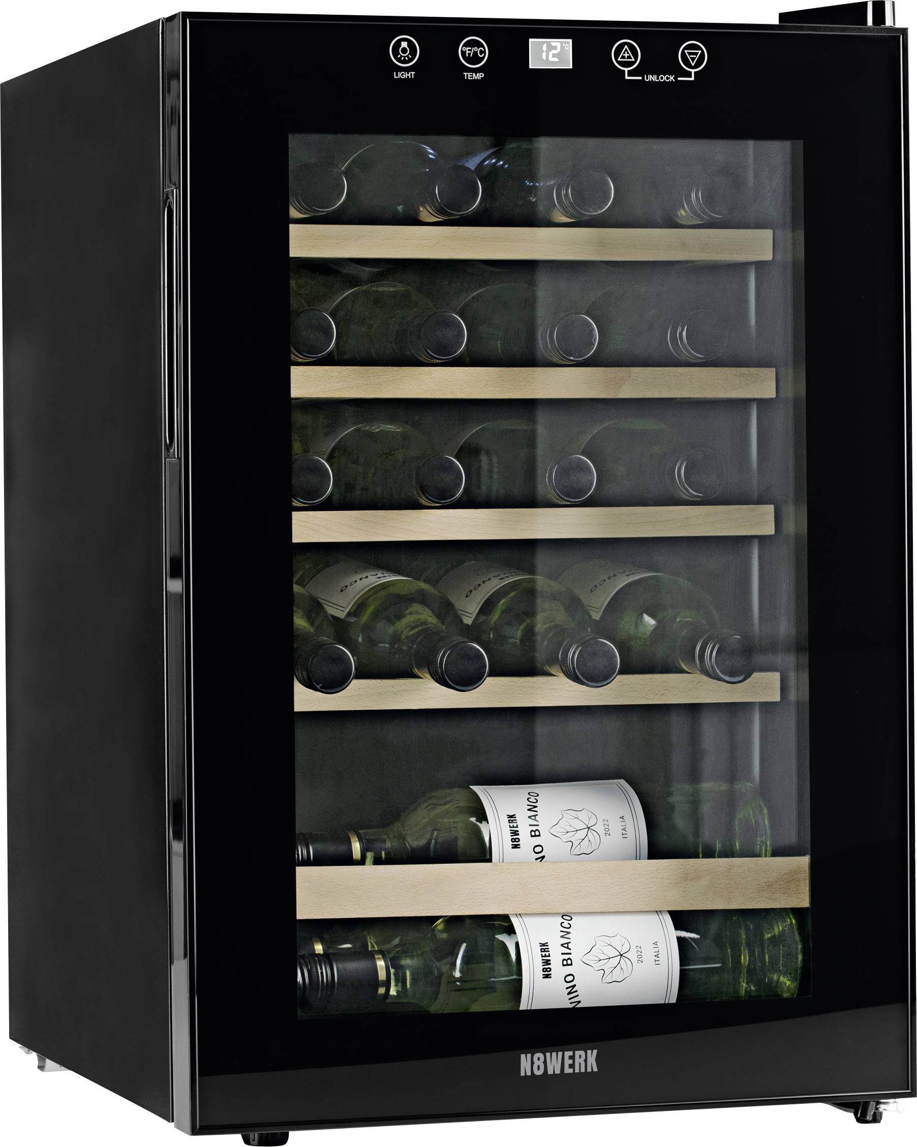 N8WERK JC-62E/HC Glaskühlschrank 62 l EEK: G (A - G) Standgerät Schwarz