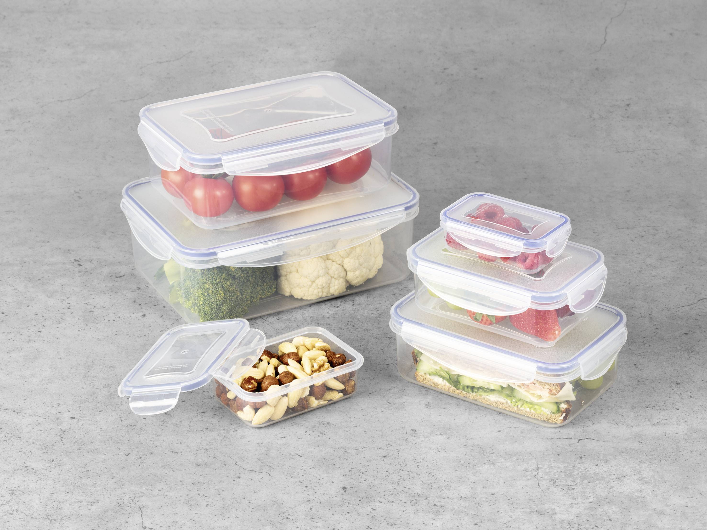 GourmetMaxx Aufbewahrungsbehälter 6er Set PP, Silikon Transparent, Blau 14943-3