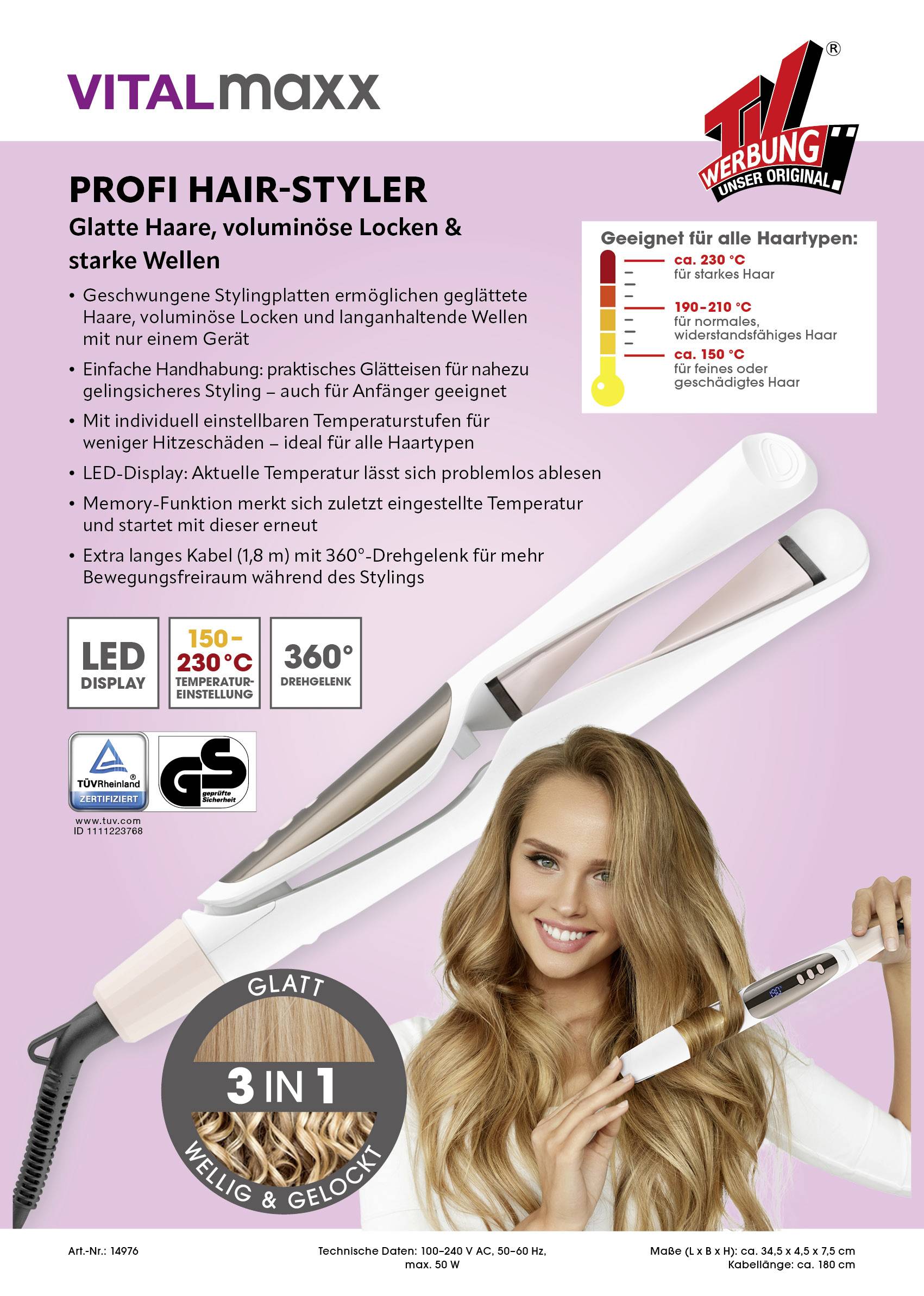 VitalMaxx Curl & Straight Glätteisen-15