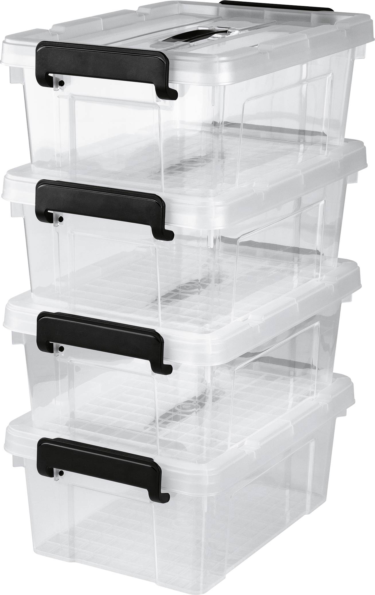 easymaxx 15016 Aufbewahrungsbehälter Transparent, Schwarz 4 St.