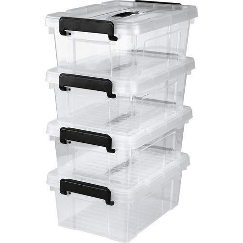 easymaxx 15016 Aufbewahrungsbehälter Transparent, Schwarz 4 St.