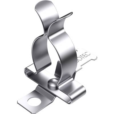 Metallischer Clip mit gebogenem Design, verwendet zur Befestigung oder Halterung, auf weißem Hintergrund.