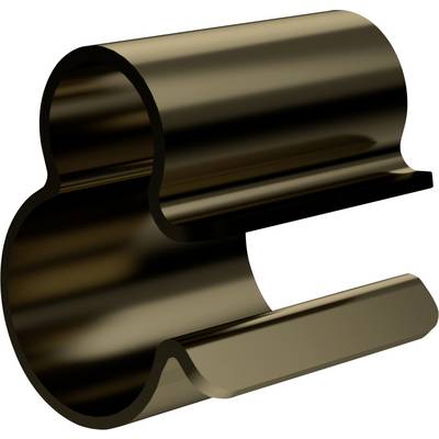 Metallklammer in Form eines abgerundeten Buchstabens 'E', schwarz glänzend, dargestellt in einer isolierten Ansicht.