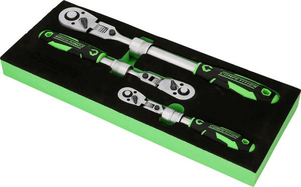 KS Tools 512.0103 COMPETITION Teleskop-Ratschen-Satz,3-tlg Steckschlüsselsatz  Vierkant  512.0103