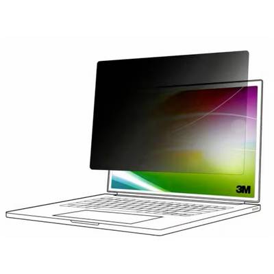 Laptop mit Displayschutz, der den Bildschirm schwarz erscheinen lässt, wenn von der Seite betrachtet; schützt vor unerwünschten Blicken.