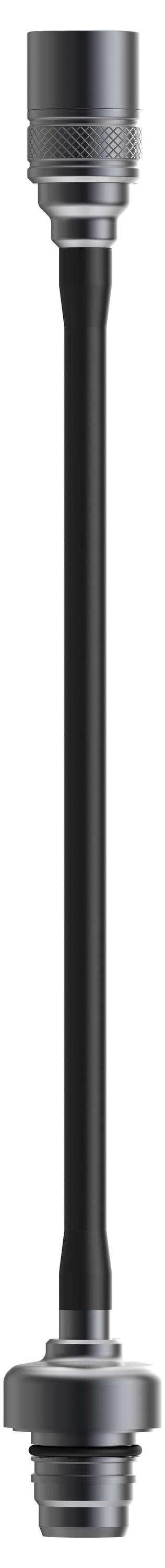 Schwarzer Fahrrad-Adapter für Steckachse, zylindrische Form mit gerillten Endstücken, verwendet zur Befestigung von Laufrädern.