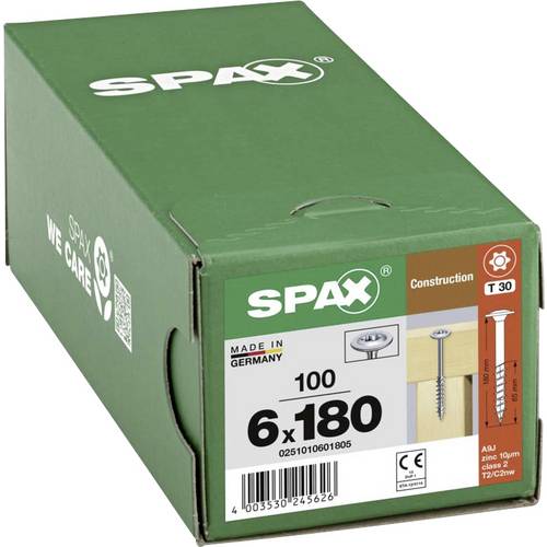 SPAX 0251010601805 R 88193 m.Spitze/T-STAR Holzschraube 6 mm 180 mm T-STAR plus Stahl WIROX 100 St.