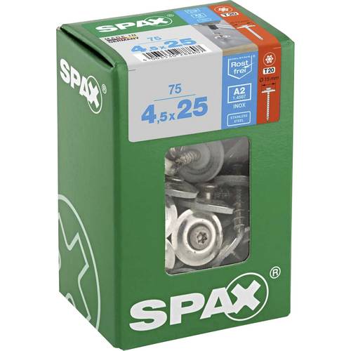 SPAX 4587000450257 Spenglerschraube 4.5 mm 25 mm T-STAR plus Edelstahl A2 75 St.