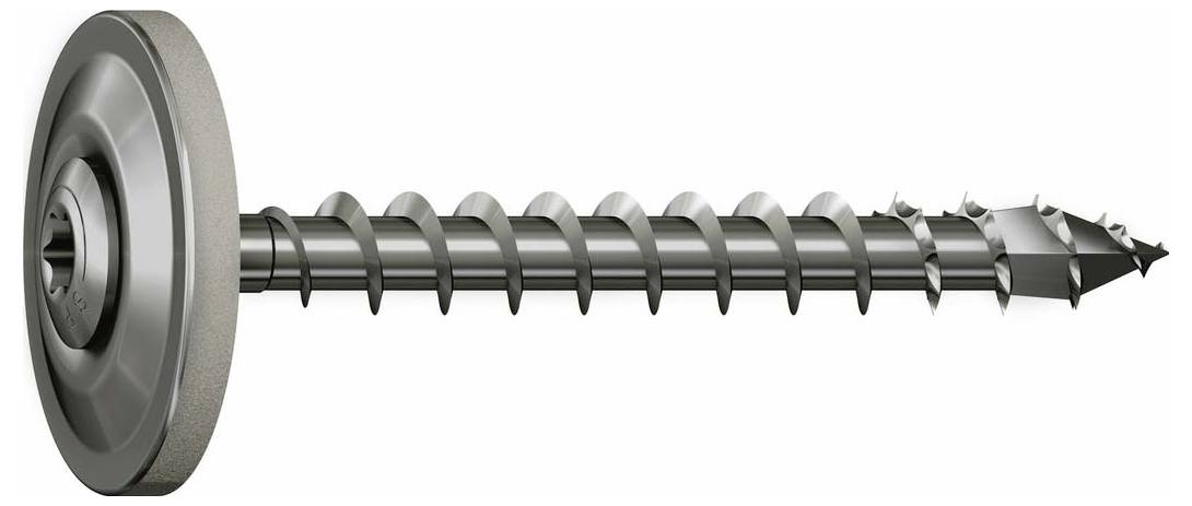 Eine Metallschraube mit flacher Scheibe, geeignet für harte Materialien.