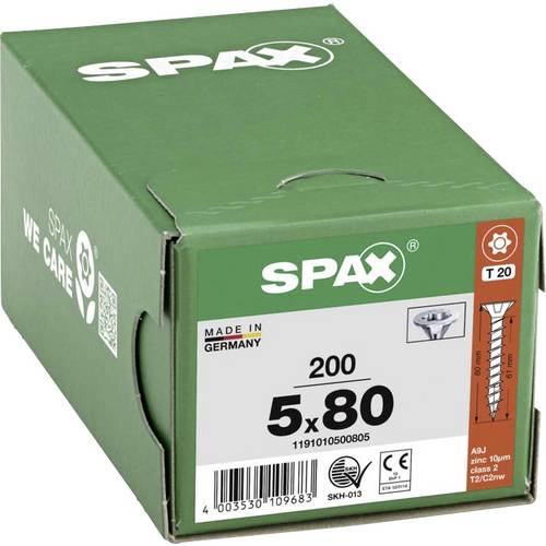 SPAX 1191010500805 R 88091 Senkkopf/T-STAR Holzschraube 5 mm 80 mm T-STAR plus Stahl WIROX 200 St.